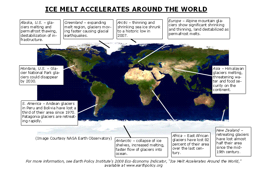 Map of Ice Melting Around the World